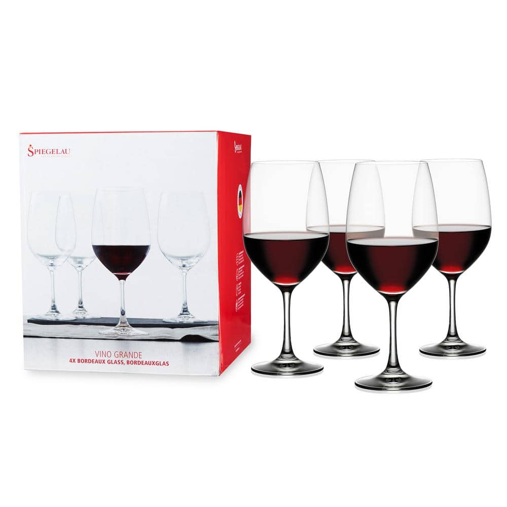21.9 oz. Bordeaux Wine Glasses European-Made Lead-Free Crystal, Classic Stemmed, Dishwasher Safe, Gift Set (Set of 4) - Hercitys