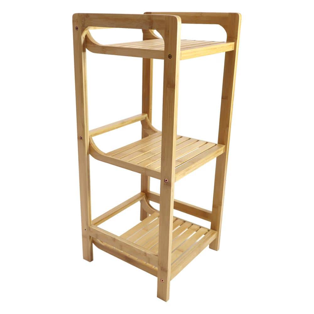 3-Tier Bamboo Shelving Unit (12 in. W x 28 in. H x 12 in. D) - Hercitys