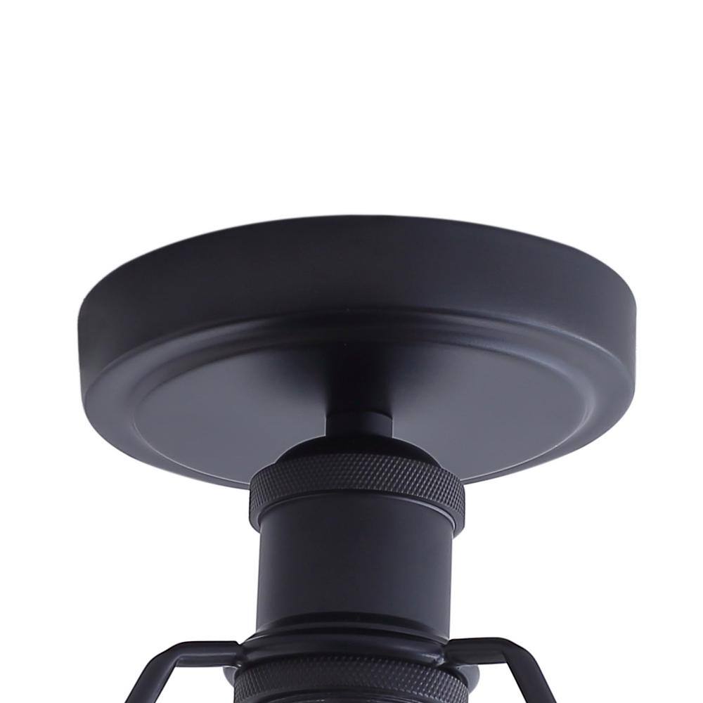 12 in. 1-Light Farmhouse Black Semi-Flush Mount Light Industrial Close to Ceiling Lighting - Hercitys