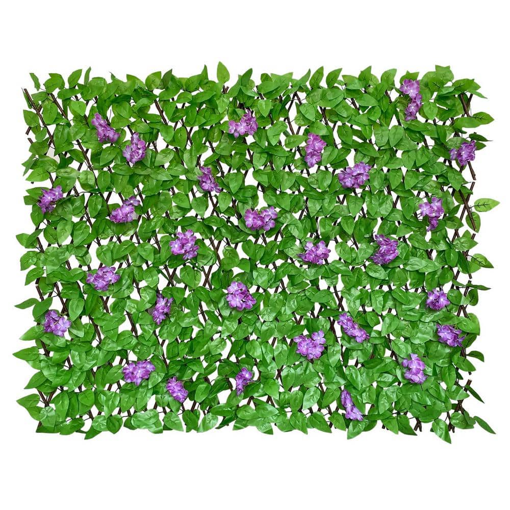 11 in. Expandable Garden Fence Plastic Privacy Screen Faux Ivy Decorative - Hercitys