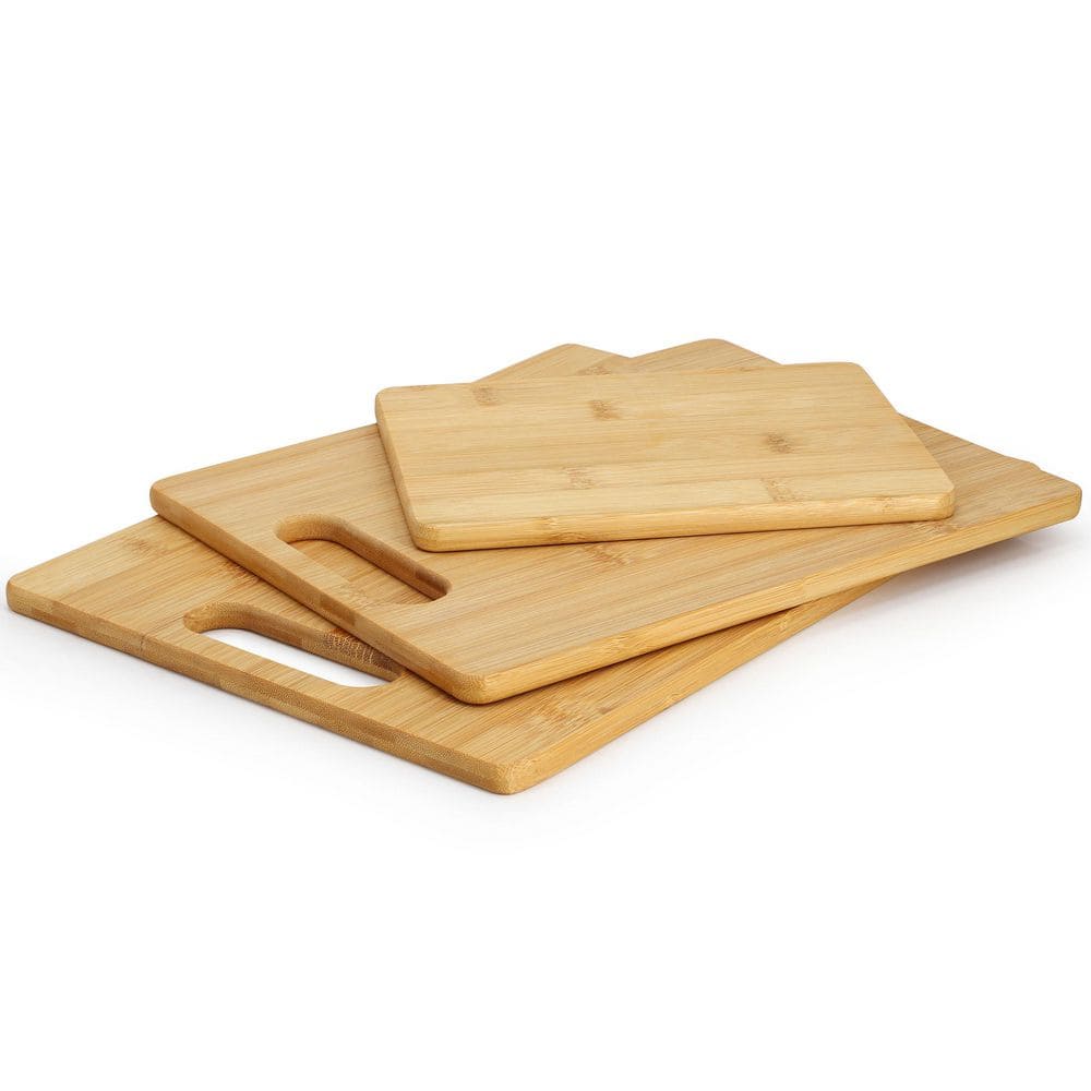 3 Piece 8 in., 11 in., and 13 in. Bamboo Wood Cutting Board Set - Hercitys