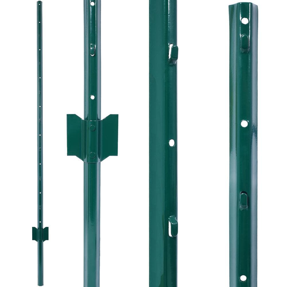 5 ft. Heavy Duty Green Metal U-Channel Steel Fence Posts for Holding Garden Wire Fence, Corner Anchor Posts (5-Pack) - Hercitys