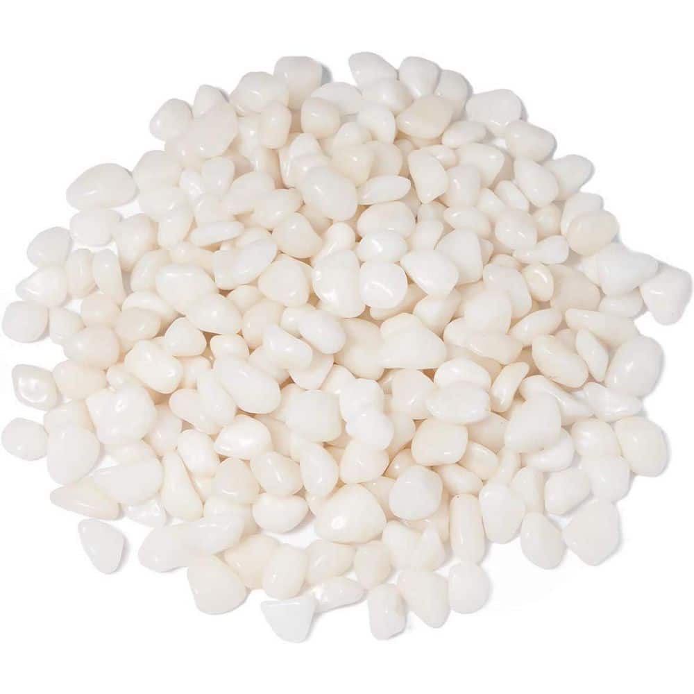 3/8 in. White Small Pebbles for Plants, Vases, and Landscaping in Garden, 10 lbs. Bag - Hercitys