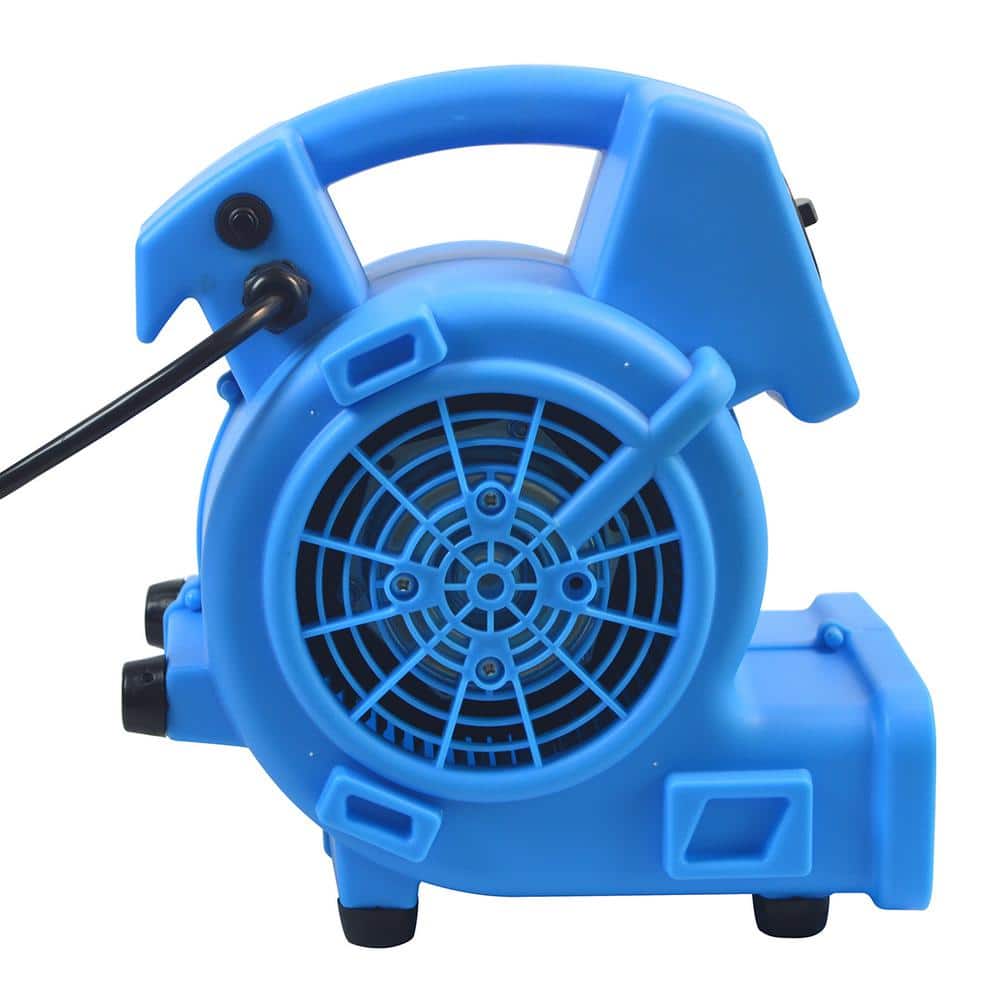 11 in. 1/8 HP 3-Speed Blower Fan in Blue with Daisy Chain Capability, Stackable - Hercitys