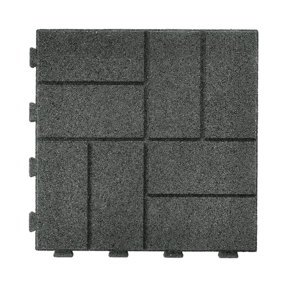 16 in. x 16 in. x 5/8 in. Gray SmartLoc Rubber Paver (9-Pack) - Hercitys
