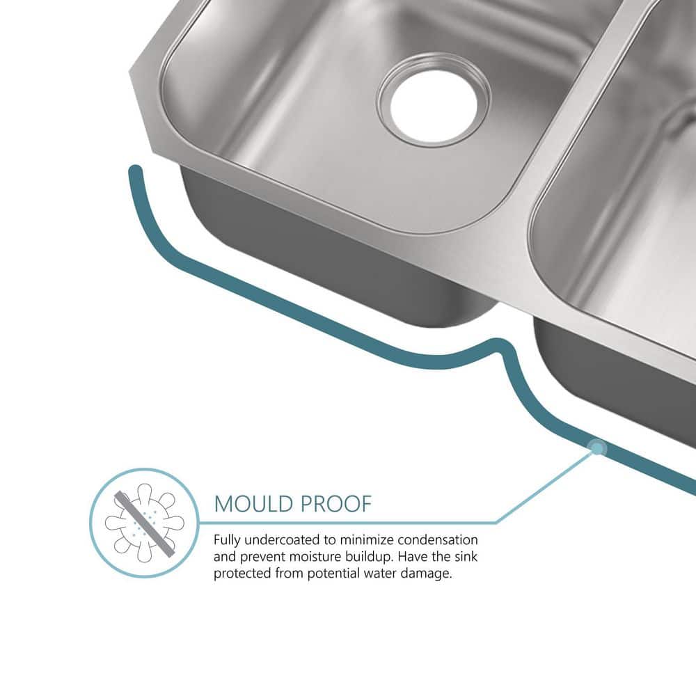 32 in. 50/50 Double Bowl 18-Gauge Stainless Steel Undermount Kitchen Sink - Hercitys