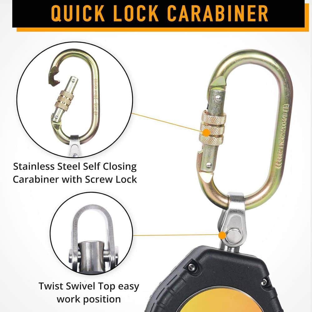 12 Pack Retractable Tool Lanyard with Single Metal Buckle Loop End Aluminum Screw Lock Shock Cord Stopper Lifeline - Hercitys