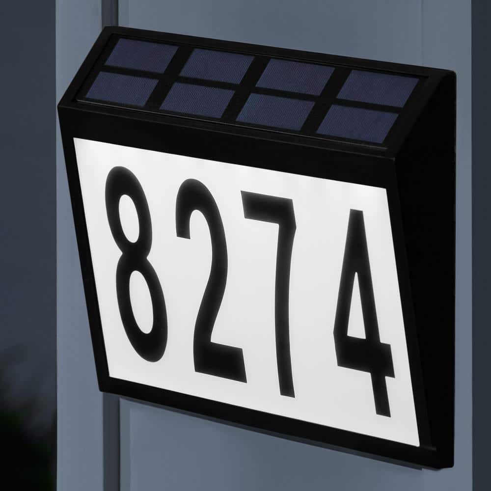 11 in. x 7 in. Black Solar Address Plaque - Hercitys