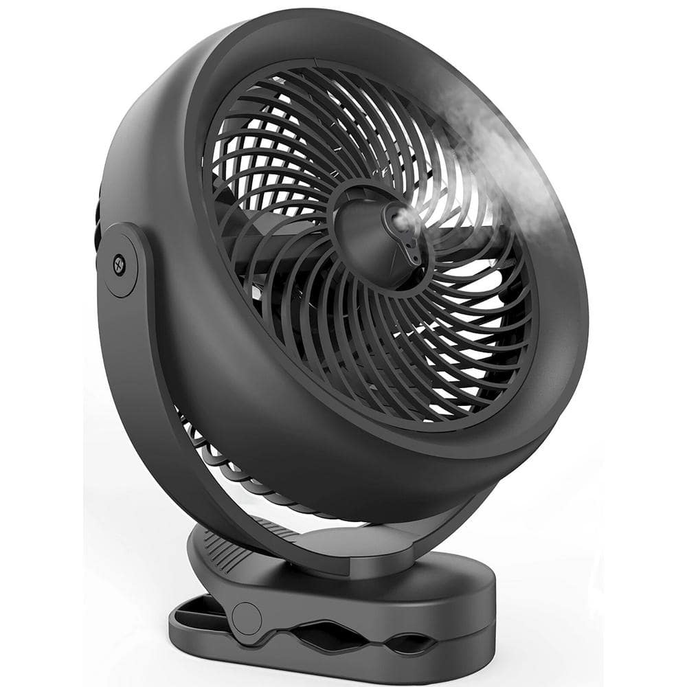 10000mAh Battery Operated 8 in. 3 Fan Speeds Personal Misting Fan in Black Detachable Battery 2 Mist Modes w/200ml Tank - Hercitys