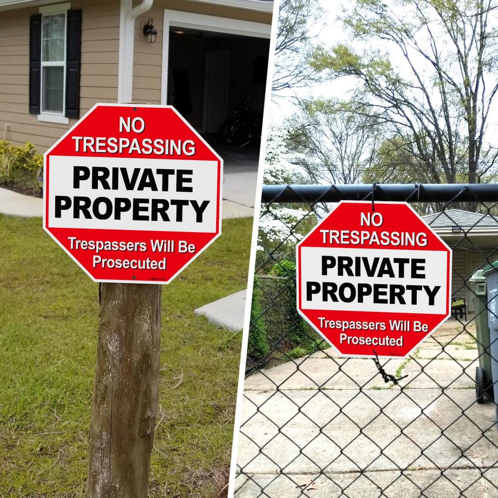 12 in. x 12 in. Private Property Aluminum Warning Sign – No Trespassing Security Alert - Hercitys