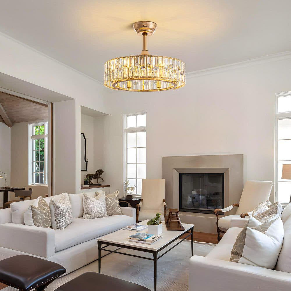 19.6 in. Indoor 6-Light Modern Gold Bladeless Ceiling Fan with Lights Reversible Rotation and Remote Control - Hercitys