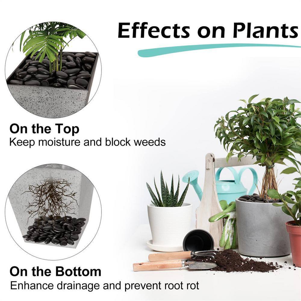 0.12 cu. ft. Black Medium Polished Pebbles 8 lbs. 1-2 in. Landscape Rocks - Hercitys