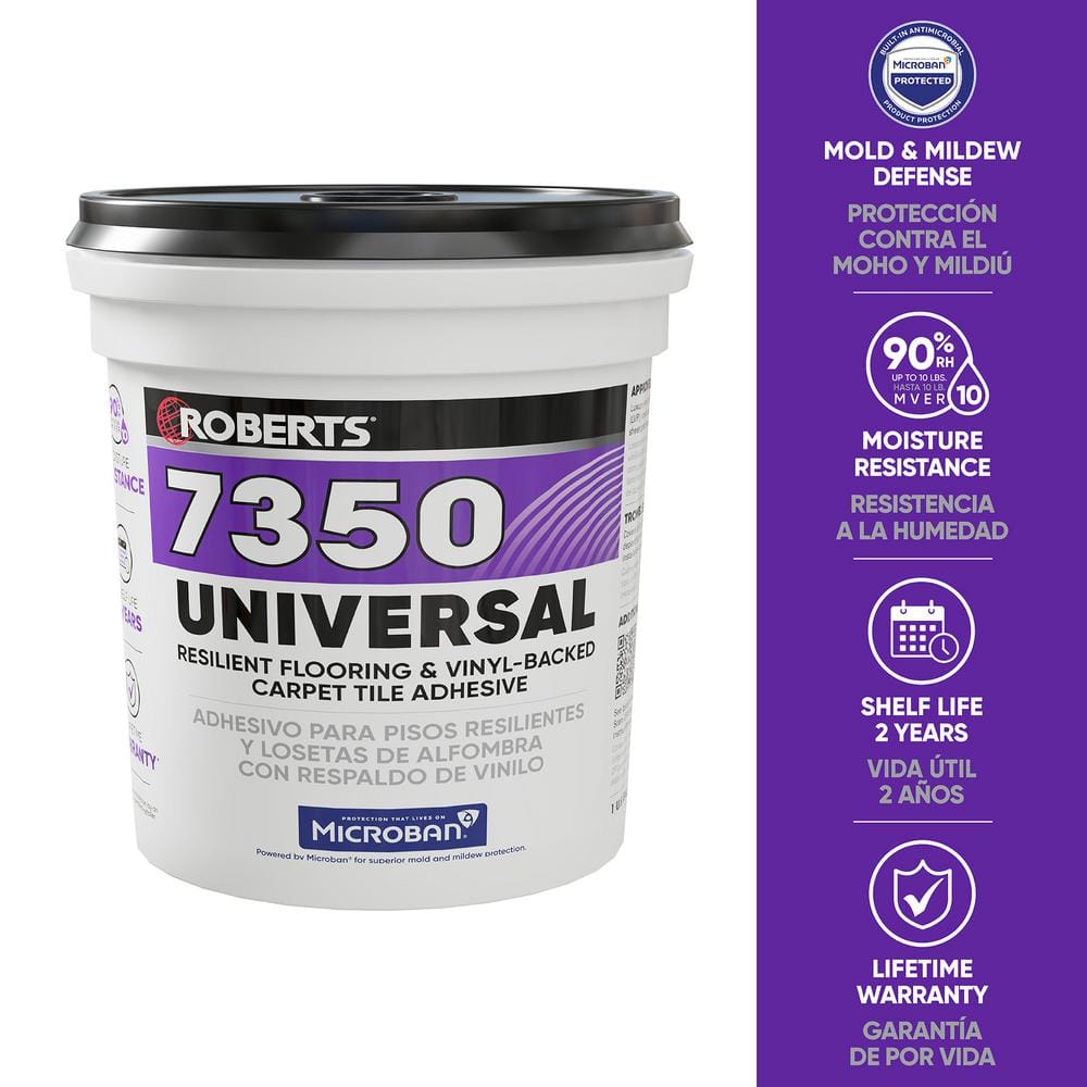 1 Gal. (4 qt. ) 8-10 Hour Dry Time Universal Resilient Flooring and Vinyl-Backed Carpet Tile Floor Adhesive in Off White - Hercitys