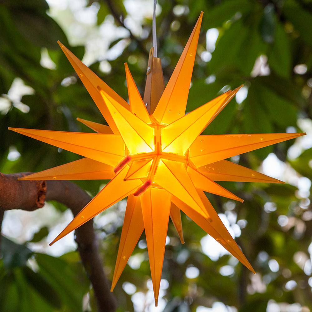 14 in. Illuminated LED Gold Holiday Moravian Star - Hercitys