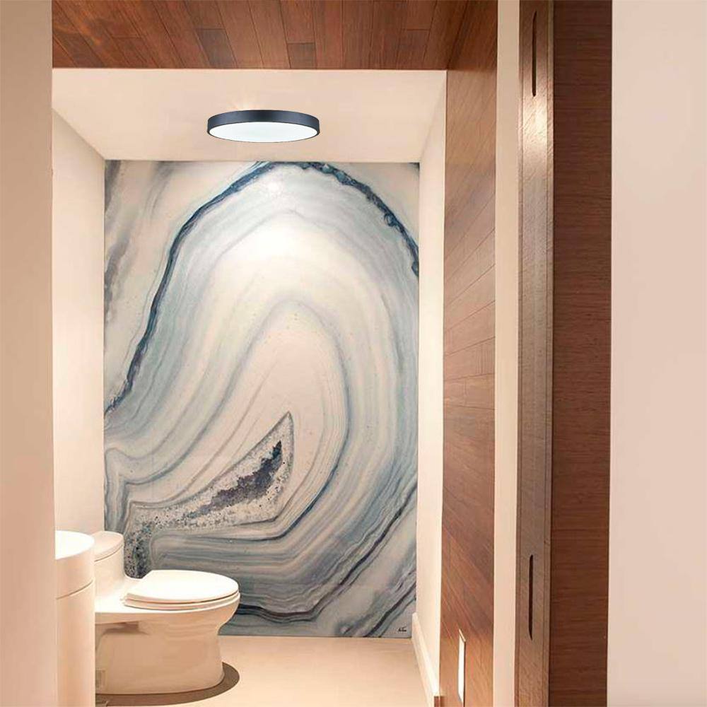 20 in. 180-Watt Black Integrated LED Flush Mount with White Acrylic Shade - Hercitys