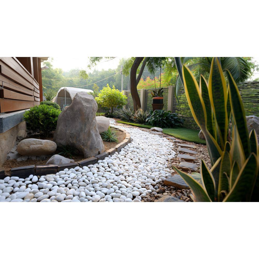 0.40 cu. ft. 1 in. to 3 in. 30 lbs. Grade A White Polished River Pebbles - Hercitys