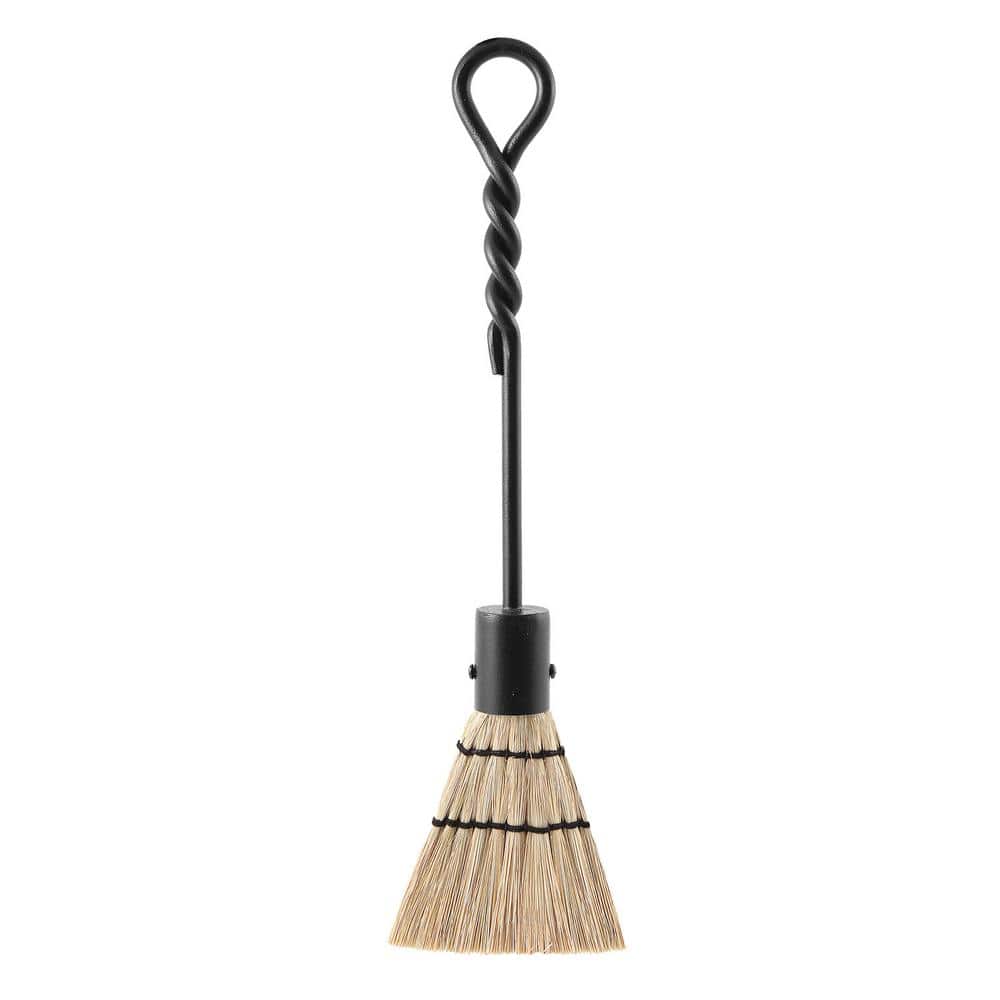 18 in. Tall Black Mini Rope Design Fireplace Brush Tool - Hercitys