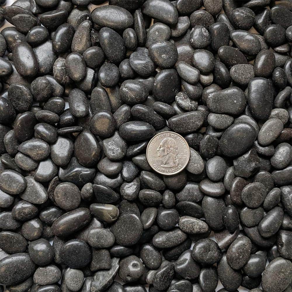 0.125 cu. ft. Black Small Polished Pebbles 10 lbs. 3/8 in.-1/2 in. Size Landscape Rocks - Hercitys