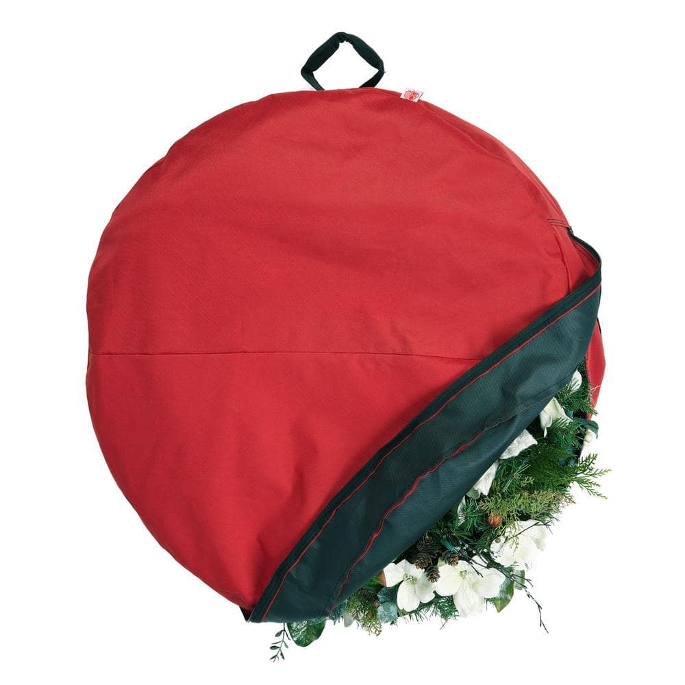 30 in. Artificial Christmas Wreath Storage Bag with Protective Direct Suspend Hanger - Hercitys