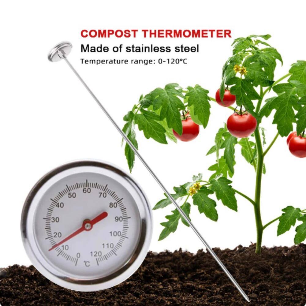 500 mm Long Stainless Steel Probe Compost Soil Thermometer Instant Read 10°C to 100°C Measurement for Garden - Hercitys