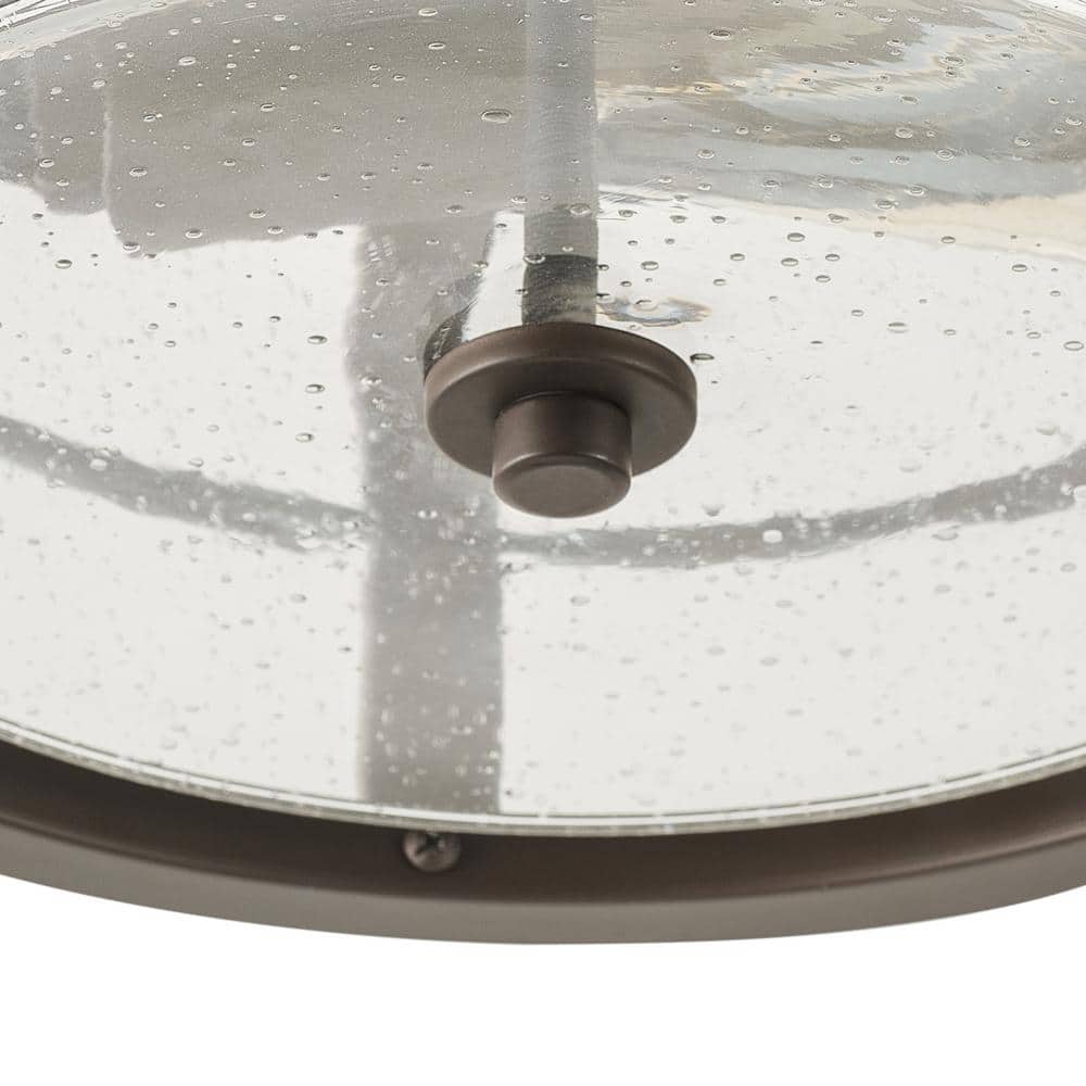 11.8 in. 2-Light Oil Rubbed Bronze Flush Mount Ceiling Light with Seeded Glass Shade Close to Ceiling Lighting Fixture - Hercitys