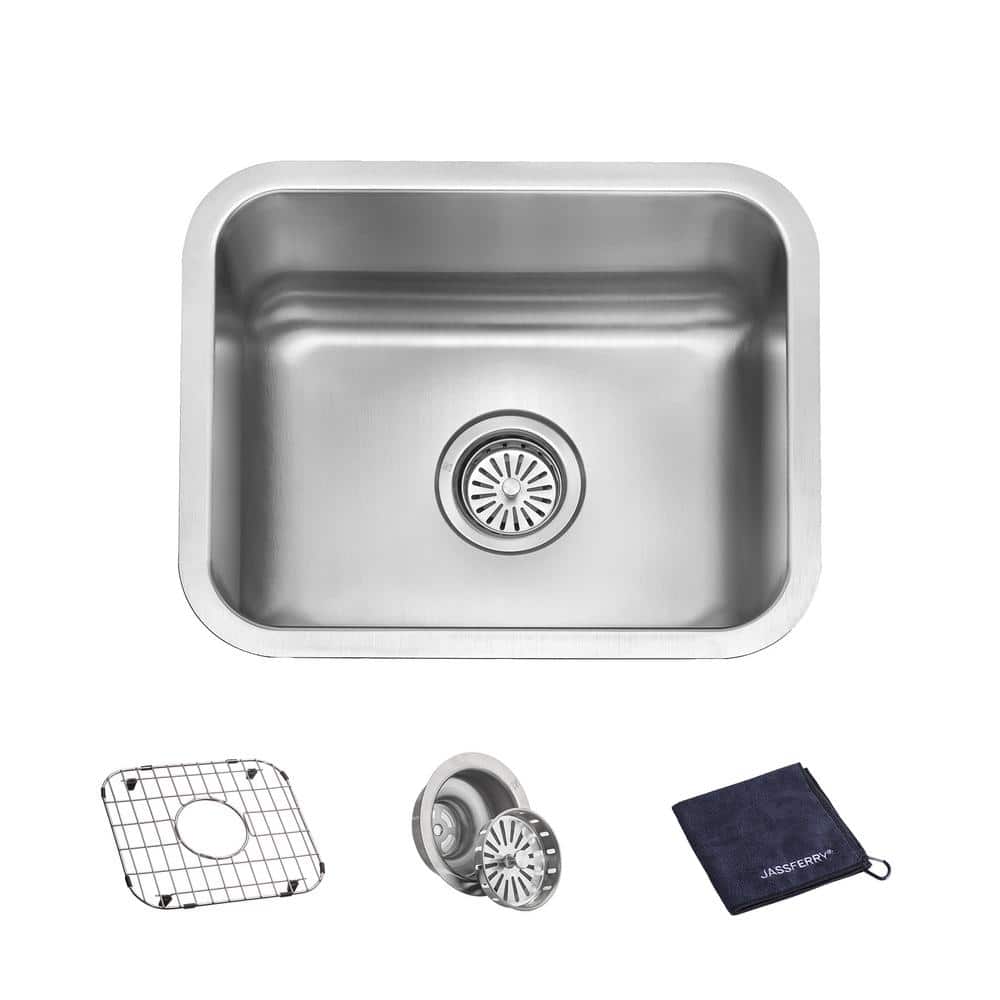 18-Gauge Stainless Steel 18 in. Single Bowl Undermount Kitchen Sink with Bottom Grid - Hercitys