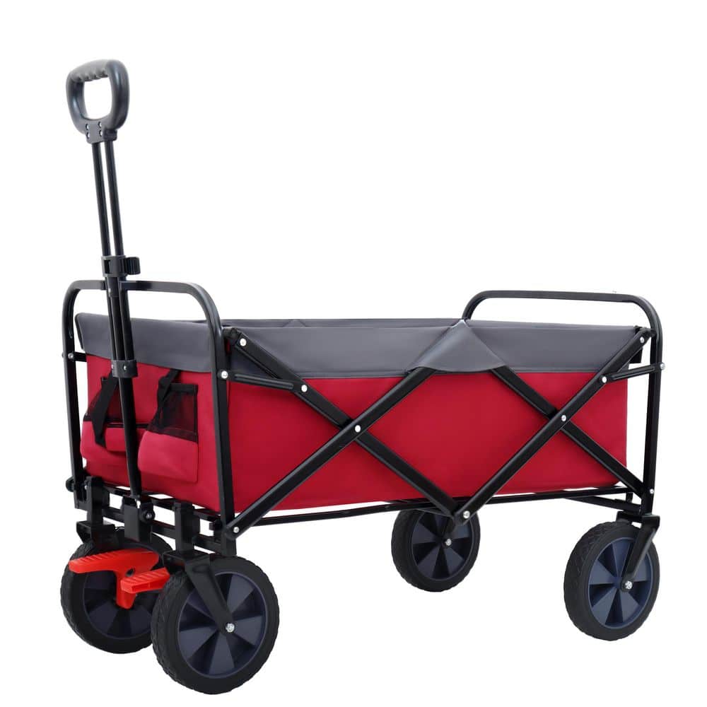 5.3 cu. ft. Steel Garden Cart For Supermarket Procurement, Camping Equipment Transportation, Gardening Tool Handling Red - Hercitys