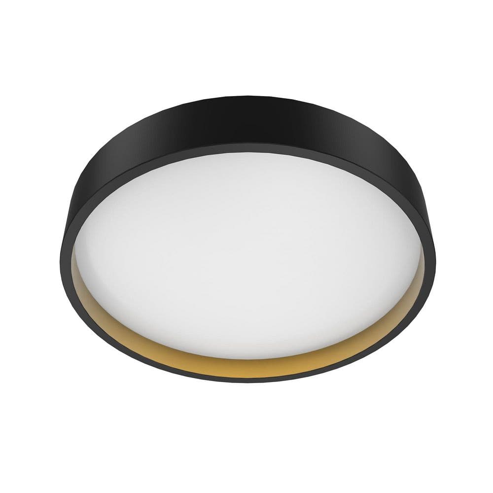 15 in. Modern Black with Golden Inside Integrated LED 5 CCT Flush Mount Ceiling Light Fixture for Living Room or Bedroom - Hercitys