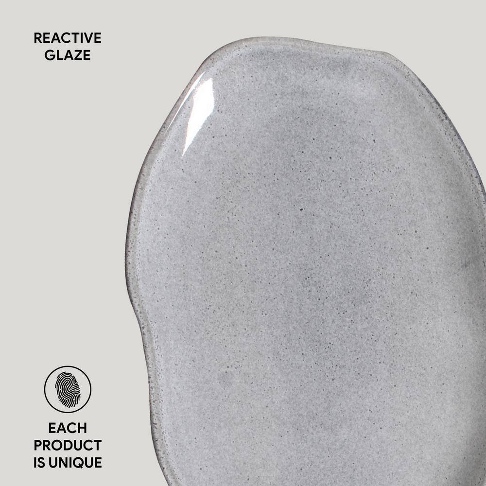 11.81 in. Dust Gray Stoneware Shallow Oval Platter Medium (Set of 4) - Hercitys