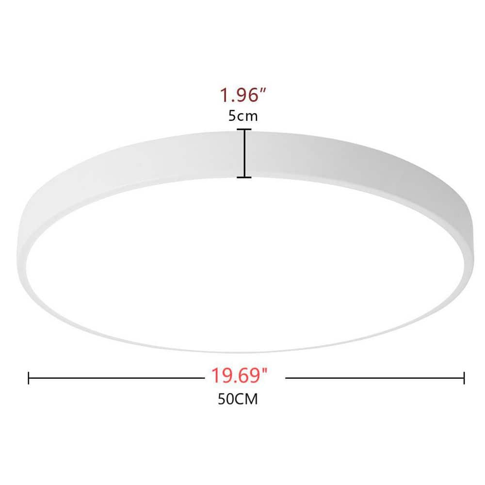19.69 in. 24-Watt LED Ceiling Light Round Flush Mount Close to Ceiling Light (White) - Hercitys