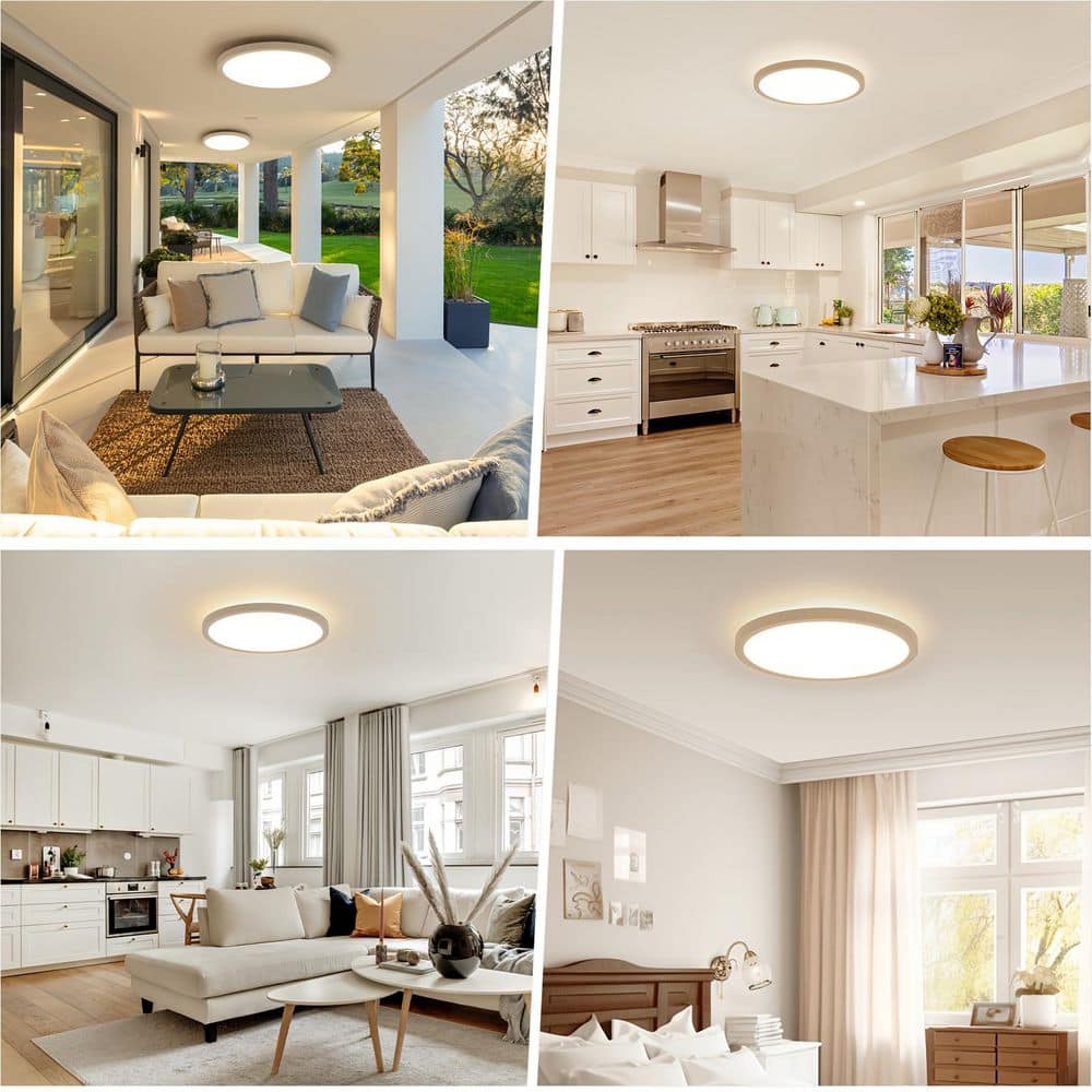 12 in. 20-Watt Modern White LED Integrated Flush Mount with White Acrylic Shade - Hercitys