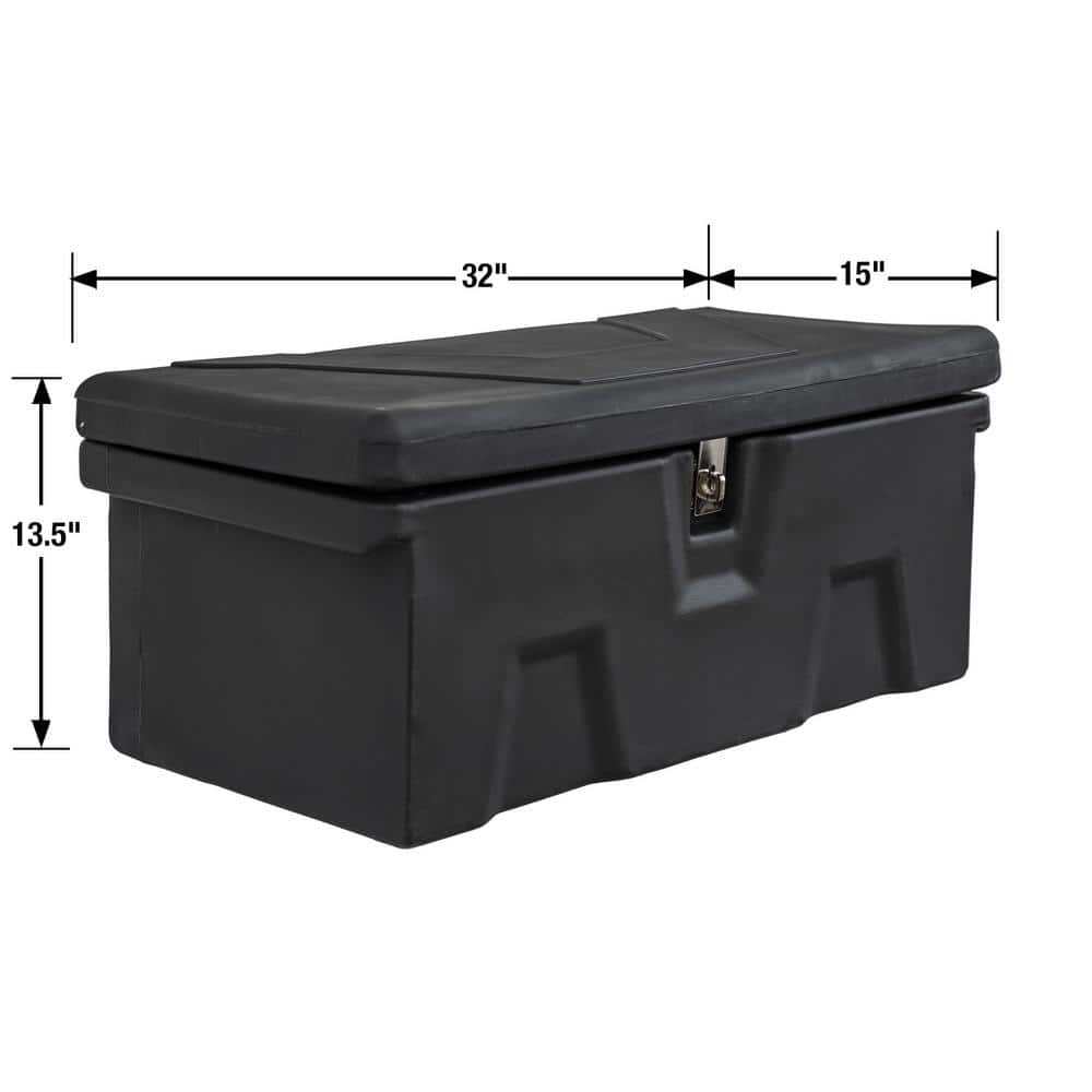 13.5 in. x 15 in. x 32 in. Matte Black Plastic All-Purpose Truck Tool Box Chest - Hercitys