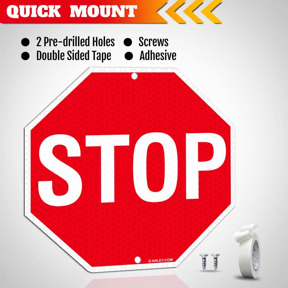 12 in. x 12 in. Stop Sign – Street Road Slow Warning Metal Warning Signs - Hercitys