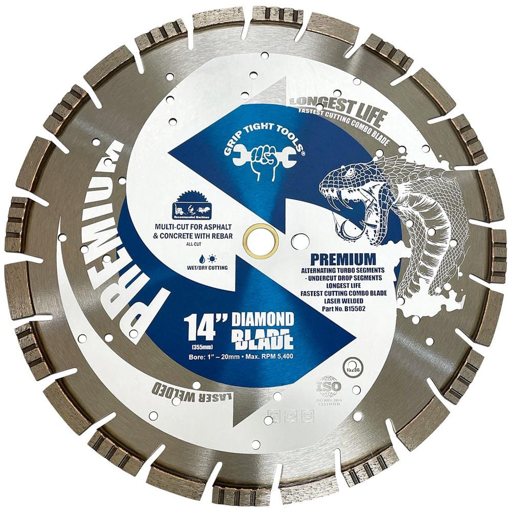 14 in. Premium Alternating Undercut Turbo Drop Segmented Diamond Blade for Asphalt and Concrete with Rebar - Hercitys
