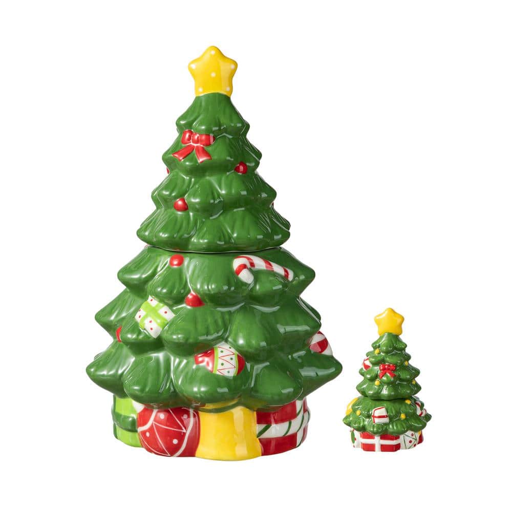 3-Piece Dolomite Christmas Tree Cookie Jar Set - Hercitys