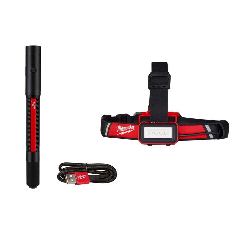 250 Lumens Internal Rechargeable Penlight with Laser and 600 Lumens LED REDLITHIUM USB Low-Profile Hard Hat Headlamp - Hercitys