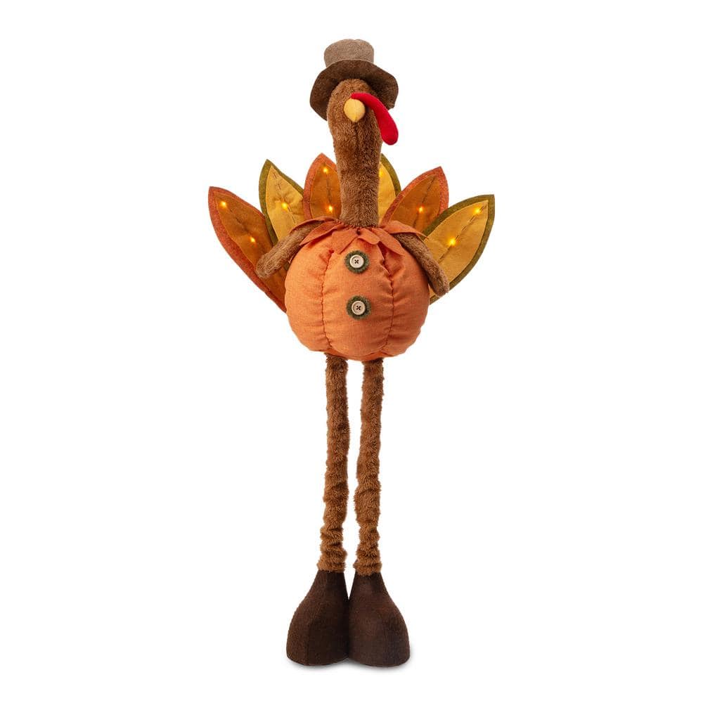 37.00 in. H/24.00 in. H Fabric Turkey Standing Decor with Telescoping Legs - Hercitys