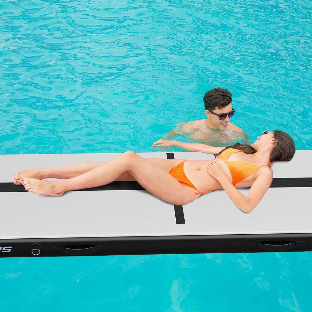 36 in. W x 120 in. L x 4 in. T Black PVC Inflatable Gym Flooring Mat 30 sq. ft. - Hercitys