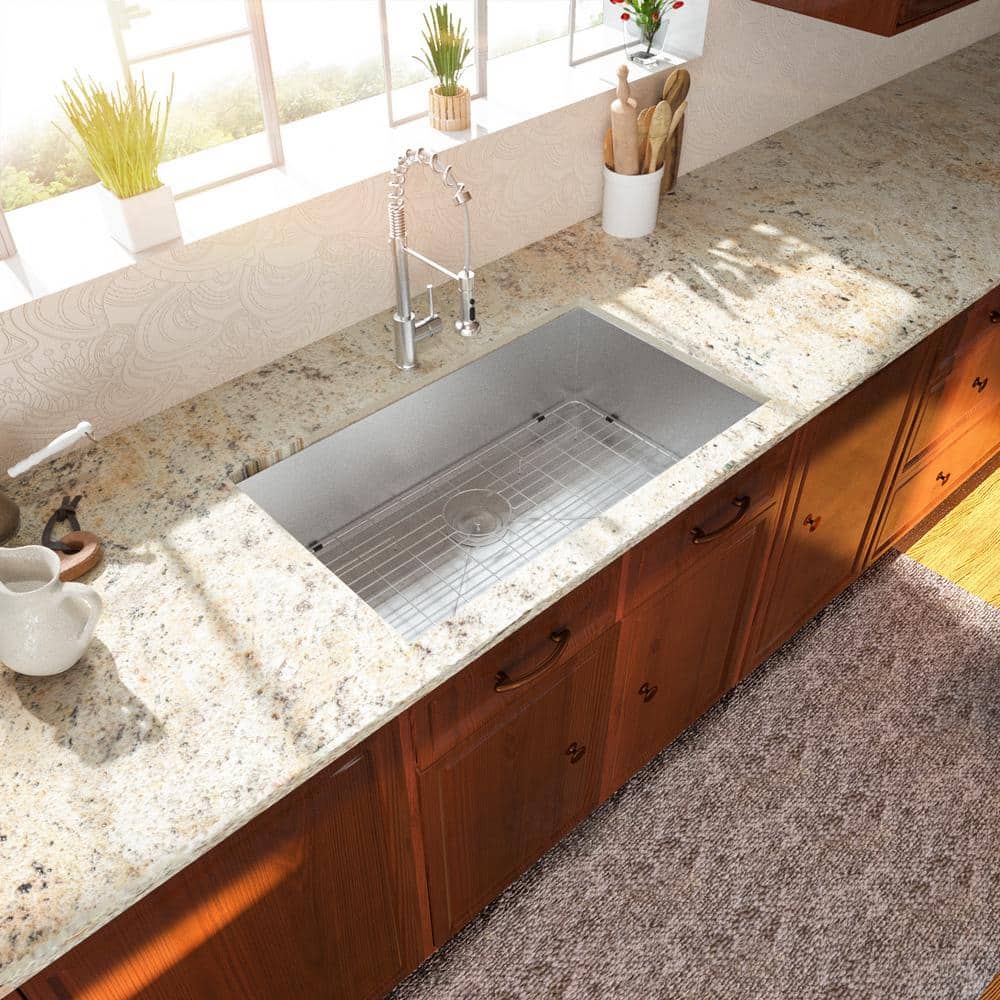 26 in. Drop-In/Undermount 16-Gauge Stainless Steel Single Bowl Kitchen Sink with Basket Strainer - Hercitys