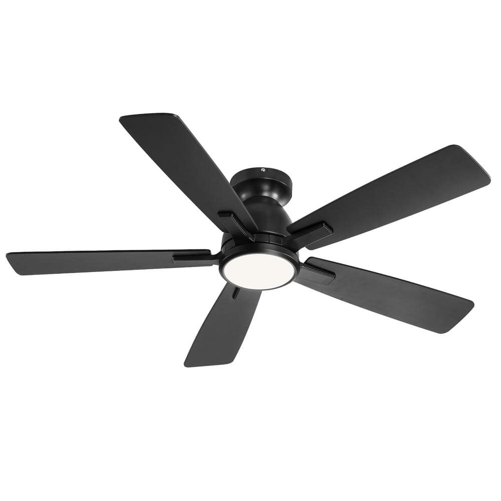 46 in. Indoor Black Modern Low Profile 3-Colors LED 6-Speed Ceiling Fan with Light Kit and Remote Control - Hercitys