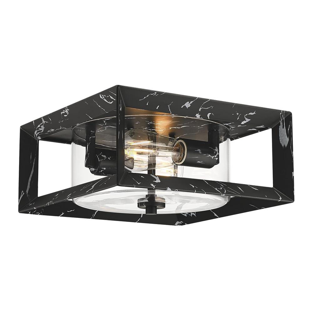 11.4 in. 2-Light Gold Finish Modern Flush Mount with Frosted Glass Shade and No Bulbs Included 1-Pack - Hercitys