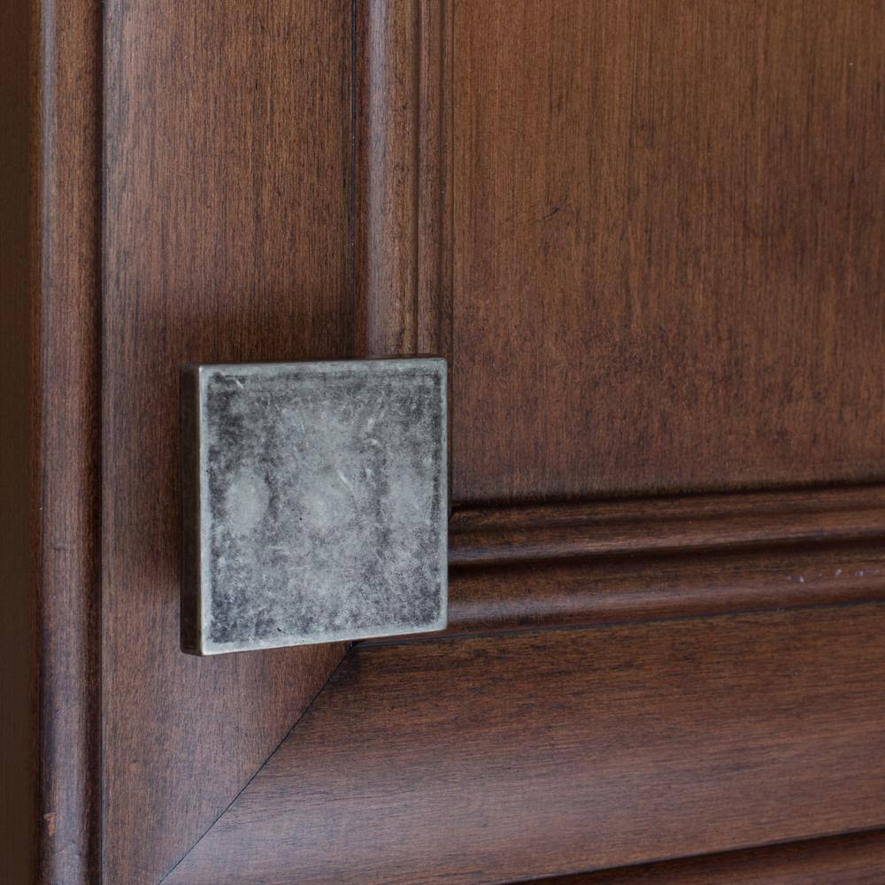 1-1/2 in. Weathered Nickel Thin Square Cabinet Knob (10-Pack) - Hercitys