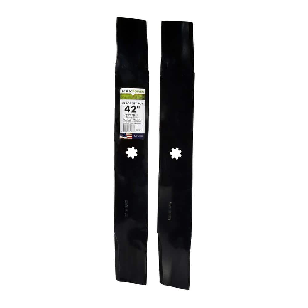 2 Heavy Duty Blades for 42 in. Cut John Deere Mowers Replaces OEM #’s AM137327, AM141032, AM141034, M154061, M154062 - Hercitys