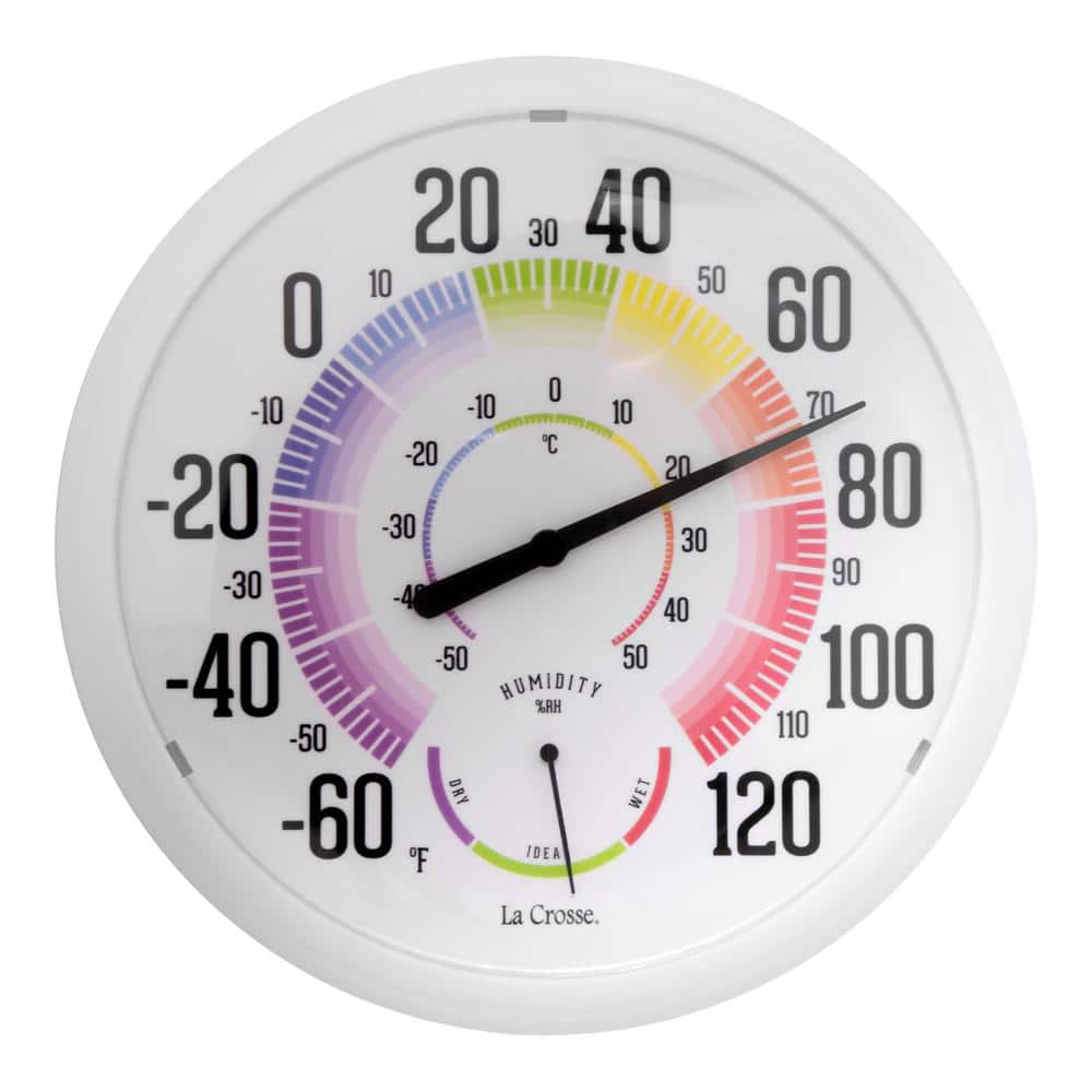 13.5 in. Analog Dial Thermometer with Color Scale Hygrometer - Hercitys
