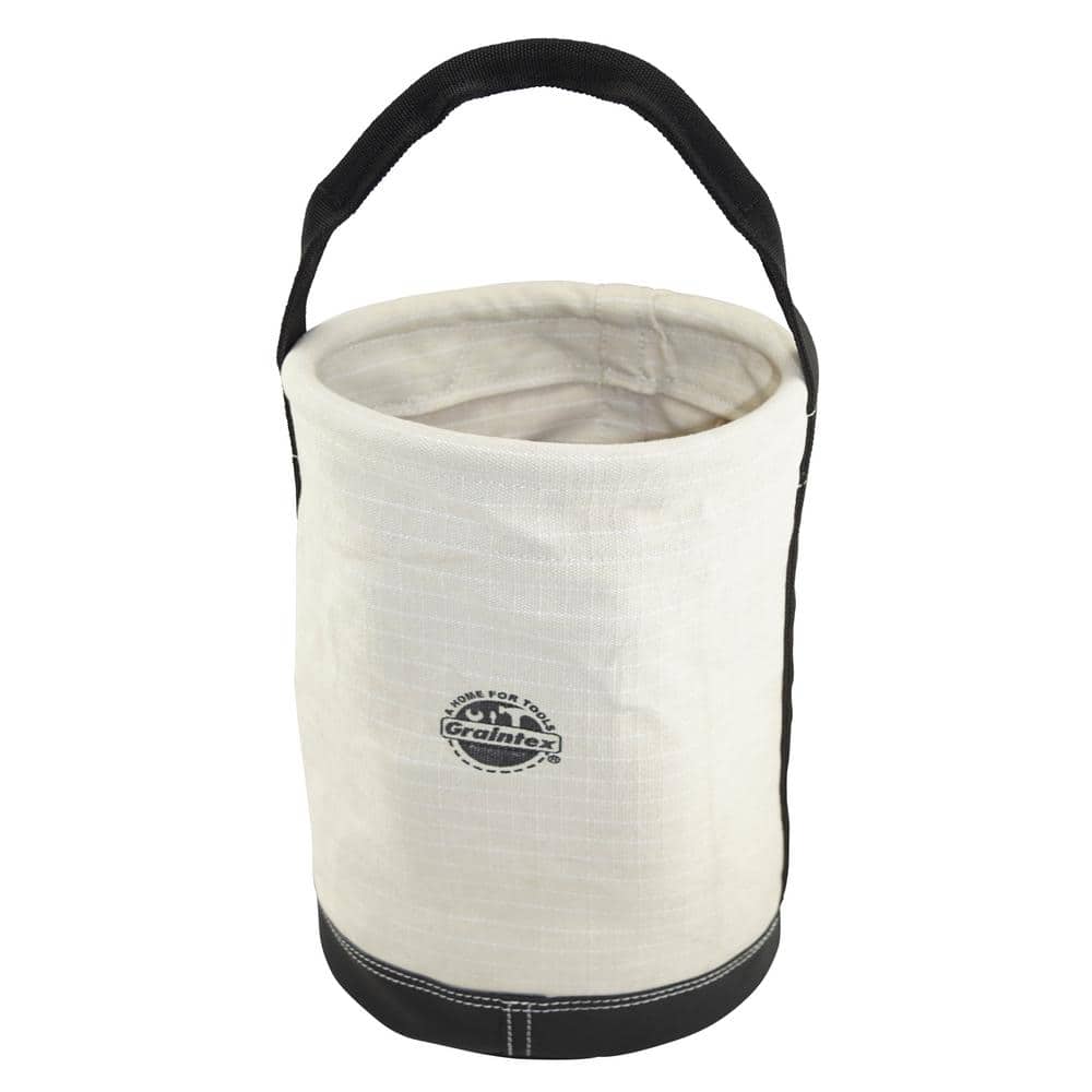 12 in. 1-Pocket Utility Tool Bucket in White with Hook - Hercitys