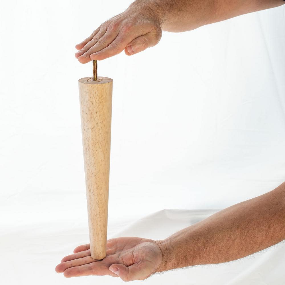 12 in. x 2-1/8 in. Mid-Century Unfinished Hardwood Round Taper Leg - Hercitys