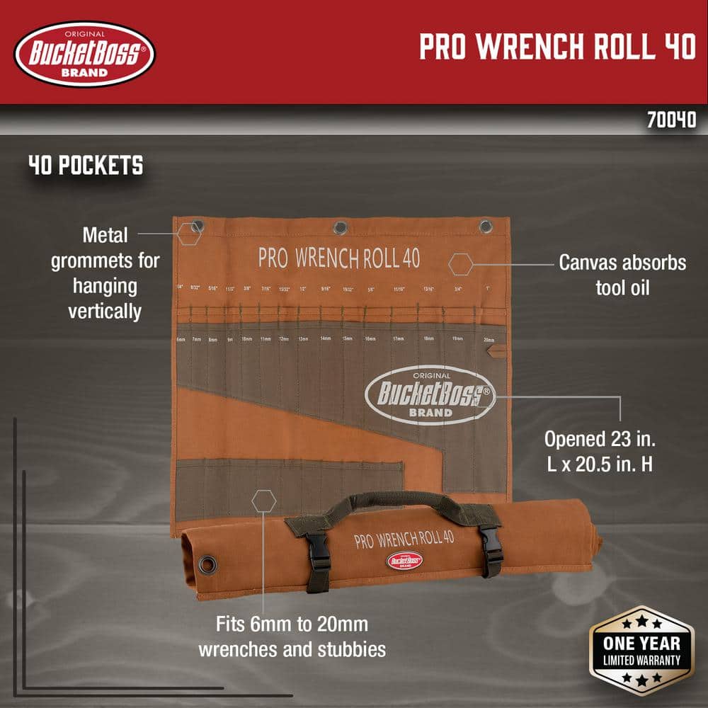 23 in. Professional Big Wrench Tool Roll with 40 Tool Bag Storage Pockets - Hercitys