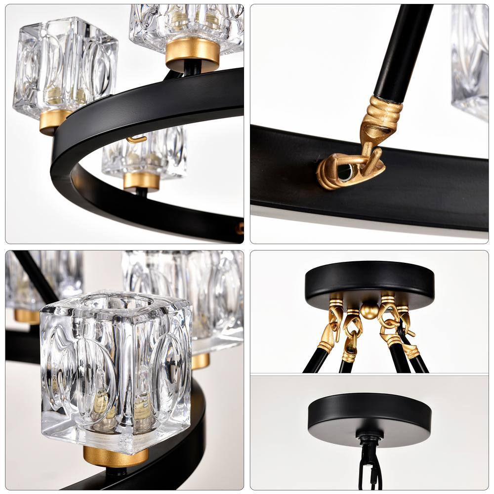 27 in. Semi-Flush Mount Chandeliers Light With Glass Indoor, Hardwired, Base 8 G9 Lights, String Light, Not with Chain - Hercitys