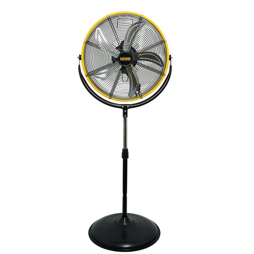 20 in. 3 Speeds High Velocity Pedestal Fan in Yellow with 1/5 HP Powerful Motor, 4300 CFM - Hercitys