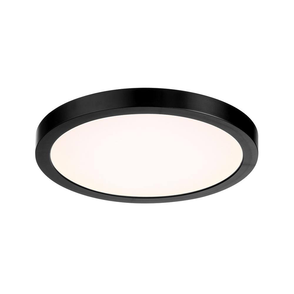 10 in. 20-Watt Modern Black Integrated LED Flush Mount with Clear Shade - Hercitys